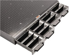 Jobox - 4 Compartment 4 Drawer Tool Cabinet - 48" Wide x 50" Deep x 6" High, Aluminum, Silver - Exact Industrial Supply