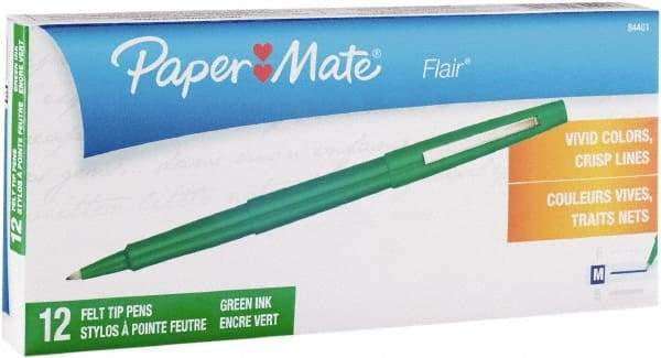 Paper Mate - Needle Porous Point Pen - Green - Exact Industrial Supply