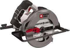 Porter-Cable - 15 Amps, 7-1/4" Blade Diam, 5,500 RPM, Electric Circular Saw - 120 Volts, 6' Cord Length, 5/8" Arbor Hole, Right Blade - Exact Industrial Supply