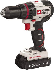 Porter-Cable - 20 Volt 1/2" Chuck Mid-Handle Cordless Drill - 0-1700 RPM, Keyless Chuck, Reversible, 2 Lithium-Ion Batteries Included - Exact Industrial Supply