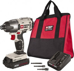 Porter-Cable - 20 Volt, 1/4" Drive, 1,450 In/Lb Torque, Cordless Impact Driver - Mid-Handle, 3000 RPM, 1 Battery Included - Exact Industrial Supply