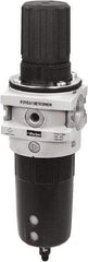 Parker - 3/4" NPT Port Heavy-Duty 1 Piece Filter/Regulator FRL Unit - Polypropylene Bowl, 335 SCFM, 254 Max psi, 13-1/2" High, Manual Drain - Exact Industrial Supply