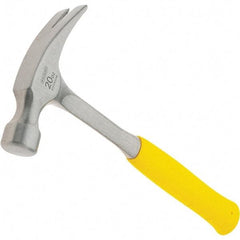 Stanley - 20 oz Head, Curved Claw Hammer - 12.91" OAL, Steel Head, 1.1" Face Diam, Smooth Face, Steel Handle with Grip - Exact Industrial Supply
