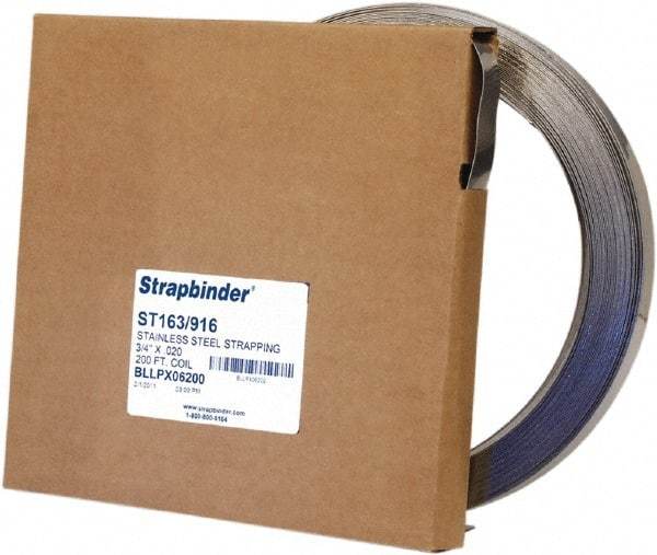 IDEAL TRIDON - Grade 304, Stainless Steel Banding Strap Roll - 3/4" Wide x 0.025" Thick - Exact Industrial Supply