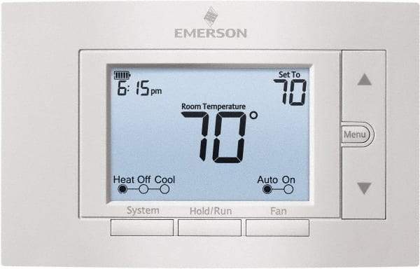 White-Rodgers - 50 to 99°F, 4 Heat, 2 Cool, Digital Programmable Multi-Stage Thermostat - 20 to 30 Volts, 1.77" Inside Depth x 1.77" Inside Height x 5-1/4" Inside Width, Horizontal Mount - Exact Industrial Supply
