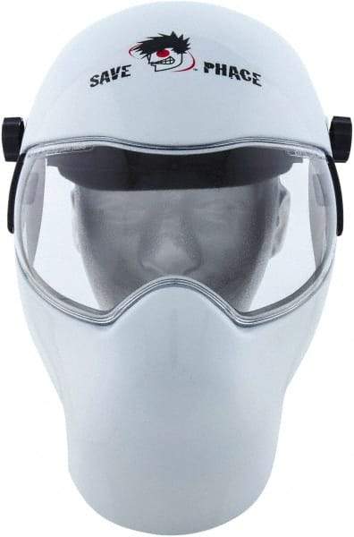 Save Phace - 11" Window Width x 3-3/4" Window Height, 10 Shade Fixed Shade Lens, Fixed Front Welding Helmet - White, Nylon Clear Lens - Exact Industrial Supply