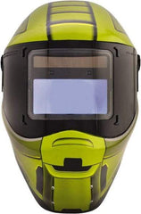 Save Phace - 4.33" Window Width x 3.54" Window Height, 3 to 10 Shade Auto-Darkening Lens, Fixed Front Welding Helmet - Green/Black, Nylon Green Lens - Exact Industrial Supply