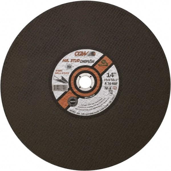 Camel Grinding Wheels - 14" 30 Grit Aluminum Oxide Cutoff Wheel - 3/32" Thick, 1" Arbor, 4,400 Max RPM - Exact Industrial Supply