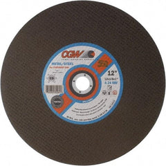 Camel Grinding Wheels - 12" 24 Grit Aluminum Oxide Cutoff Wheel - 1/8" Thick, 1" Arbor, 5,100 Max RPM - Exact Industrial Supply