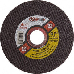 Camel Grinding Wheels - 4-1/2" 60 Grit Aluminum Oxide Cutoff Wheel - 0.035" Thick, 7/8" Arbor, 13,300 Max RPM - Exact Industrial Supply
