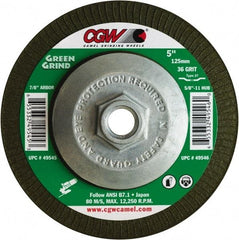 Camel Grinding Wheels - 36 Grit, 4-1/2" Wheel Diam, 5/32" Wheel Thickness, Type 27 Depressed Center Wheel - Medium Grade, Zirconia Alumina, Resinoid Bond, 13,300 Max RPM - Exact Industrial Supply