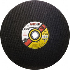 Camel Grinding Wheels - 14" 24 Grit Zirconia Alumina Cutoff Wheel - 3/32" Thick, 1" Arbor, 4,400 Max RPM - Exact Industrial Supply
