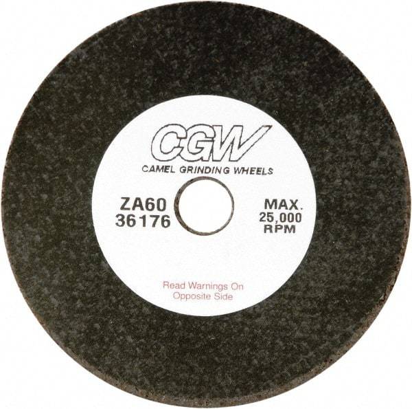Camel Grinding Wheels - 4" 36 Grit Zirconia Alumina Cutoff Wheel - 1/16" Thick, 1/4" Arbor, 19,100 Max RPM - Exact Industrial Supply
