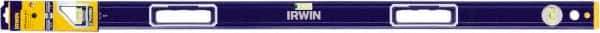 Irwin - Magnetic 48" Long 3 Vial Box Beam Level - Aluminum, Blue/Yellow, 1 Level & 2 Plumb Vials - Exact Industrial Supply