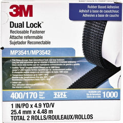 3M - 1" x 5 Yd Adhesive Backed Dual Lock Hook & Loop Roll - Exact Industrial Supply