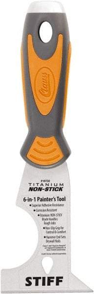 Clauss - 2-1/2" Wide Chisel Edge Blade Stainless Steel 6-In-1 Tool - Stiff, Cushioned Grip / Hammerhead ABS/TPR Handle, 7.87" OAL - Exact Industrial Supply