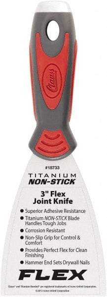 Clauss - 3" Wide Point Edge Blade Stainless Steel Joint Knife - Flexible, Cushioned Grip / Hammerhead ABS/TPR Handle, 8.46" OAL - Exact Industrial Supply