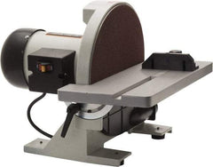 Enco - 12" Diam, 1,700 RPM, Single Phase Disc Sanding Machines - 16-3/8" Long Table x 6-7/8" Table Width, 16" Overall Length x 15.7" Overall Height - Exact Industrial Supply