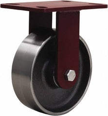 Hamilton - 6" Diam x 2" Wide x 7-3/4" OAH Top Plate Mount Rigid Caster - Forged Steel, 2,000 Lb Capacity, Tapered Roller Bearing, 4-1/2 x 6-1/2" Plate - Exact Industrial Supply