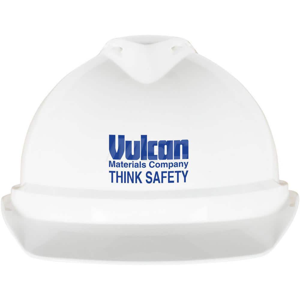 Hard Hat: Electrical Protection, Impact Resistant & Water Resistant, Front Brim, Class E, 4-Point Suspension White, Polyethylene, Slotted