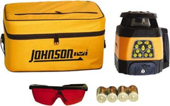 Johnson Level & Tool - 1,500' (Exterior) Measuring Range, 1/8" at 100' Accuracy, Self-Leveling Rotary Laser - 200, 500 RPM, 2 Beams, C Battery Included - Exact Industrial Supply