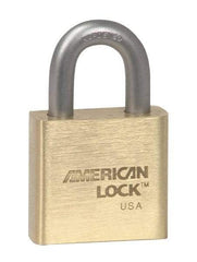 American Lock - 1-1/16" Shackle Clearance, Keyed Alike A5570 Padlock - 3/8" Shackle Diam, Steel & Brass, with Solid Extruded Brass Finish - Exact Industrial Supply