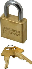 American Lock - 1-1/8" Shackle Clearance, Keyed Alike A5570 Padlock - 3/8" Shackle Diam, Steel & Brass, with Solid Extruded Brass Finish - Exact Industrial Supply