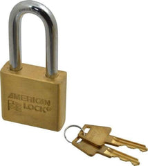 American Lock - 2" Shackle Clearance, Keyed Different A5571 Padlock - 3/8" Shackle Diam, Steel & Brass, with Solid Extruded Brass Finish - Exact Industrial Supply