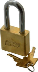 American Lock - 2" Shackle Clearance, Keyed Alike A5571 Padlock - 3/8" Shackle Diam, Steel & Brass, with Solid Extruded Brass Finish - Exact Industrial Supply