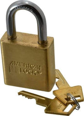American Lock - 1-1/8" Shackle Clearance, Keyed Different A5560 Padlock - 5/16" Shackle Diam, Steel & Brass, with Solid Extruded Brass Finish - Exact Industrial Supply