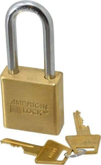 American Lock - 2" Shackle Clearance, Keyed Different A5561 Padlock - 5/16" Shackle Diam, Steel & Brass, with Solid Extruded Brass Finish - Exact Industrial Supply