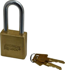 American Lock - 2" Shackle Clearance, Keyed Alike A5561 Padlock - 5/16" Shackle Diam, Steel & Brass, with Solid Extruded Brass Finish - Exact Industrial Supply