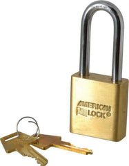 American Lock - 2" Shackle Clearance, Keyed Alike A5561 Padlock - 5/16" Shackle Diam, Steel & Brass, with Solid Extruded Brass Finish - Exact Industrial Supply
