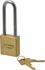 American Lock - 3" Shackle Clearance, Keyed Different A5562 Padlock - 5/16" Shackle Diam, Steel & Brass, with Solid Extruded Brass Finish - Exact Industrial Supply