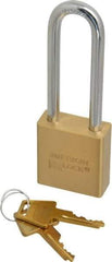 American Lock - 3" Shackle Clearance, Keyed Alike A5562 Padlock - 5/16" Shackle Diam, Steel & Brass, with Solid Extruded Brass Finish - Exact Industrial Supply