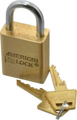 American Lock - 1" Shackle Clearance, Keyed Different A5530 Padlock - 1/4" Shackle Diam, Steel & Brass, with Solid Extruded Brass Finish - Exact Industrial Supply