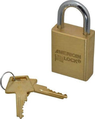 American Lock - 1" Shackle Clearance, Keyed Alike A5530 Padlock - 1/4" Shackle Diam, Steel & Brass, with Solid Extruded Brass Finish - Exact Industrial Supply