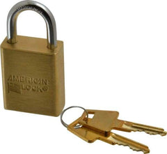 American Lock - 1" Shackle Clearance, Keyed Alike A5530 Padlock - 1/4" Shackle Diam, Steel & Brass, with Solid Extruded Brass Finish - Exact Industrial Supply
