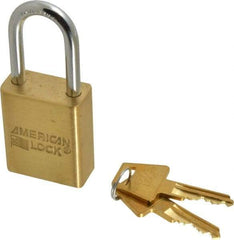 American Lock - 1-1/2" Shackle Clearance, Keyed Alike A5531 Padlock - 1/4" Shackle Diam, Steel & Brass, with Solid Extruded Brass Finish - Exact Industrial Supply