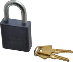 American Lock - 1-1/8" Shackle Clearance, Keyed Different A10 Padlock - 5/16" Shackle Diam, Aluminum, with Solid Aluminum Finish - Exact Industrial Supply