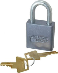 American Lock - 1-1/16" Shackle Clearance, Keyed Alike A10 Padlock - 5/16" Shackle Diam, Aluminum, with Solid Aluminum Finish - Exact Industrial Supply