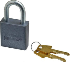 American Lock - 1-1/8" Shackle Clearance, Keyed Alike A10 Padlock - 5/16" Shackle Diam, Aluminum, with Solid Aluminum Finish - Exact Industrial Supply
