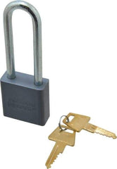 American Lock - 3" Shackle Clearance, Keyed Alike A12 Padlock - 5/16" Shackle Diam, Aluminum, with Solid Aluminum Finish - Exact Industrial Supply