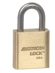 American Lock - 1-1/16" Shackle Clearance, Keyed Alike A5560 Padlock - 5/16" Shackle Diam, Steel & Brass, with Solid Extruded Brass Finish - Exact Industrial Supply