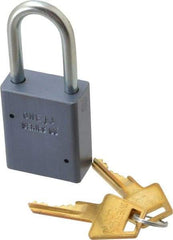 American Lock - 1-1/2" Shackle Clearance, Keyed Alike A31 Padlock - 1/4" Shackle Diam, Aluminum, with Solid Aluminum Finish - Exact Industrial Supply