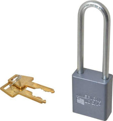 American Lock - 3" Shackle Clearance, Keyed Different A32 Padlock - 1/4" Shackle Diam, Aluminum, with Solid Aluminum Finish - Exact Industrial Supply