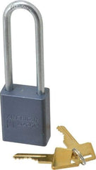 American Lock - 3" Shackle Clearance, Keyed Alike A32 Padlock - 1/4" Shackle Diam, Aluminum, with Solid Aluminum Finish - Exact Industrial Supply