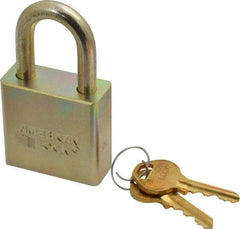 American Lock - 1-1/8" Shackle Clearance, Keyed Different A5200GLN Padlock - 5/16" Shackle Diam, Steel, with 1-3/4" Solid Steel Body w/Zinc Chromate Finish - Exact Industrial Supply
