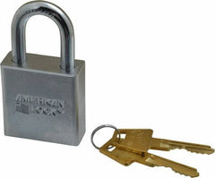 American Lock - 1-1/8" Shackle Clearance, Keyed Different A6200 Padlock - 5/16" Shackle Diam, Steel, with Solid Steel Finish - Exact Industrial Supply