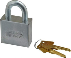 American Lock - 1-1/8" Shackle Clearance, Keyed Different A50 Padlock - 3/8" Shackle Diam, Steel, with Solid Steel Finish - Exact Industrial Supply